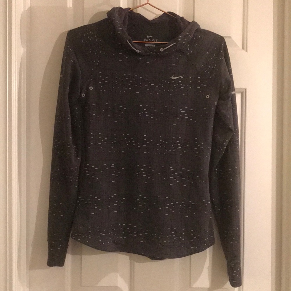 Nike DriFit Hoodie Running XS Grey Silver